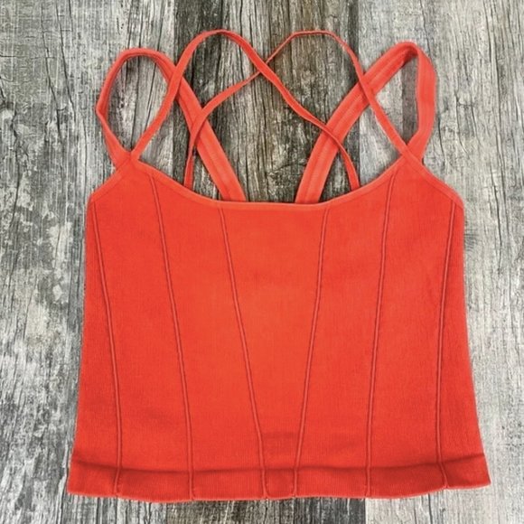 FREE PEOPLE🌺Stay With Me Tank in CORAL CRIMSON L/XL - Picture 5 of 5